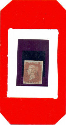 126-ANGLIA-GB 1841-Victoria SG8,Uzual NEDANTELAT 3marg MD stampilat cu sarniera foto