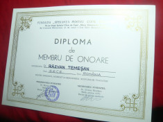 Diploma Membru de Onoare- Fundatia Speranta pt.copiii Romaniei -DlR.Temesan BRCE foto