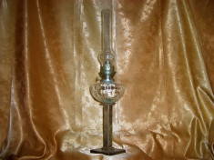 Lampa gaz petrol Art Deco, placata argint, cristal foto