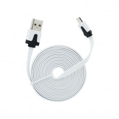 Cablu de Date Plat MicroUSB - 2 Metri (Alb) foto