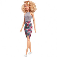 Papusa Barbie Fashionista cu Par Cret, Top Mulat si Fusta Conica + Tutu Fetite CADOU foto