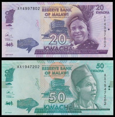 MALAWI █ SET █ 20 + 50 Kwacha █ 2016 █ P-57-58 █ UNC █ necirculata foto