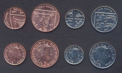 MAREA BRITANIE █ SET DE MONEDE █ 1+2+5+10 Pence 2015 █ 4th portrait █ UNC foto