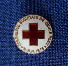 Insigna Congresul soc. de cruce rosie 1978 - Medicina - Crucea rosie - sanitara foto