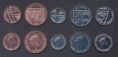 MAREA BRITANIE █ SET DE MONEDE █ 1+2+5+10+20 Pence 2016 █ 5th portrait █ UNC foto