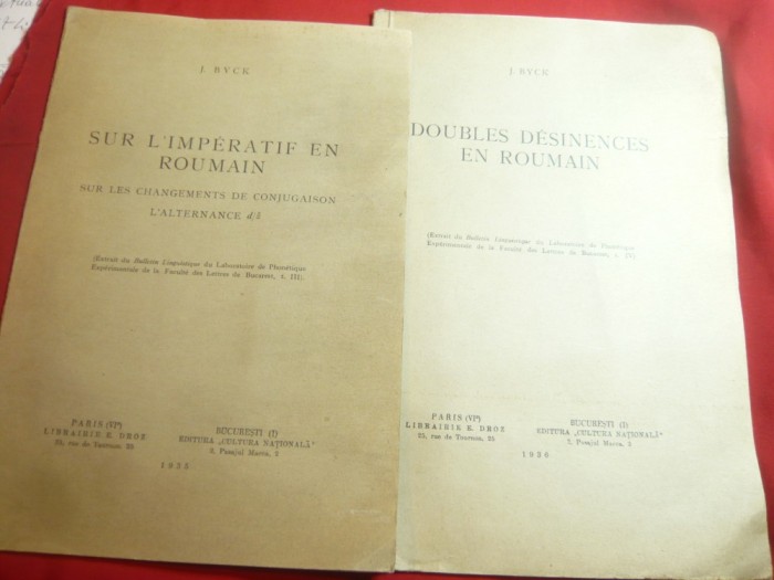 2 Studii despre Gramatica Limbii Romane de J.Byck 1935 ,dedicatie si autograf