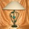Veioza Art Deco floral, fier forjat, lemn, dimensiuni ample, vintage