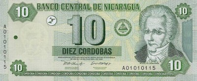 NICARAGUA █ bancnota █ 10 Cordobas █ 2002 █ P-191 █ UNC █ necirculata foto