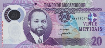 MOZAMBIC █ bancnota █ 20 Meticais █ 2017 █ P-149 █ POLIMER █ UNC █ necirculata foto