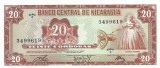 NICARAGUA █ bancnota █ 20 Cordobas █ 1972 █ P-124 █ SERIE C █ UNC █ necirculata