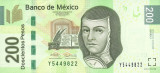 MEXIC █ bancnota █ 200 Pesos █ 2008 █ P-125 █ SERIE M █ UNC █ necirculata