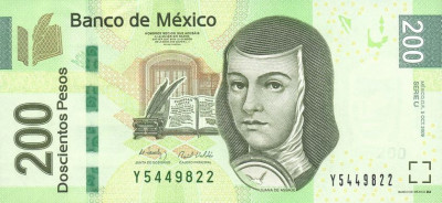 MEXIC █ bancnota █ 200 Pesos █ 2008 █ P-125 █ SERIE M █ UNC █ necirculata foto