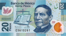 MEXICO ? bancnota ? 20 Pesos ? 2016 ? P-122 ? SERIE AA ? POLYMER UNC necirculata foto