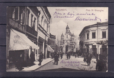 BUCURESTI PIATA SF. GHEORGHE MAGAZIN ANIMATA CIRCULATA 1906 UPU foto