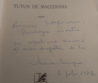 CARTE CU DEDICATIE SI AUTOGRAFUL AUTORULUI - M.L. CRISTESCU - Tutun de Macedonia foto