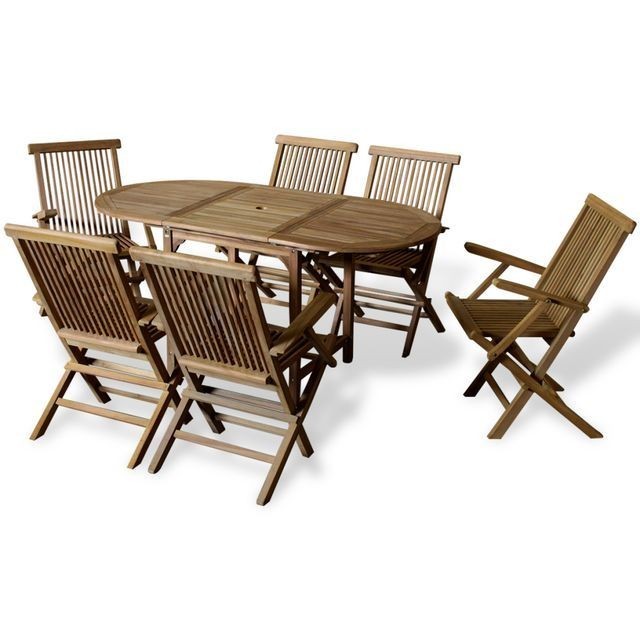 Set mobilier exterior cu masa extensibila din tec, patru piese foto mare Set mobilier exterior cu masa extensibila din tec, patru piese foto mare