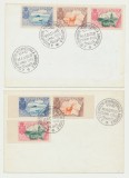 Romania Exil 1956 set 2 ilustrate FDC Expozitia Agricola fauna dant &amp; nedantelat, Romania de la 1950