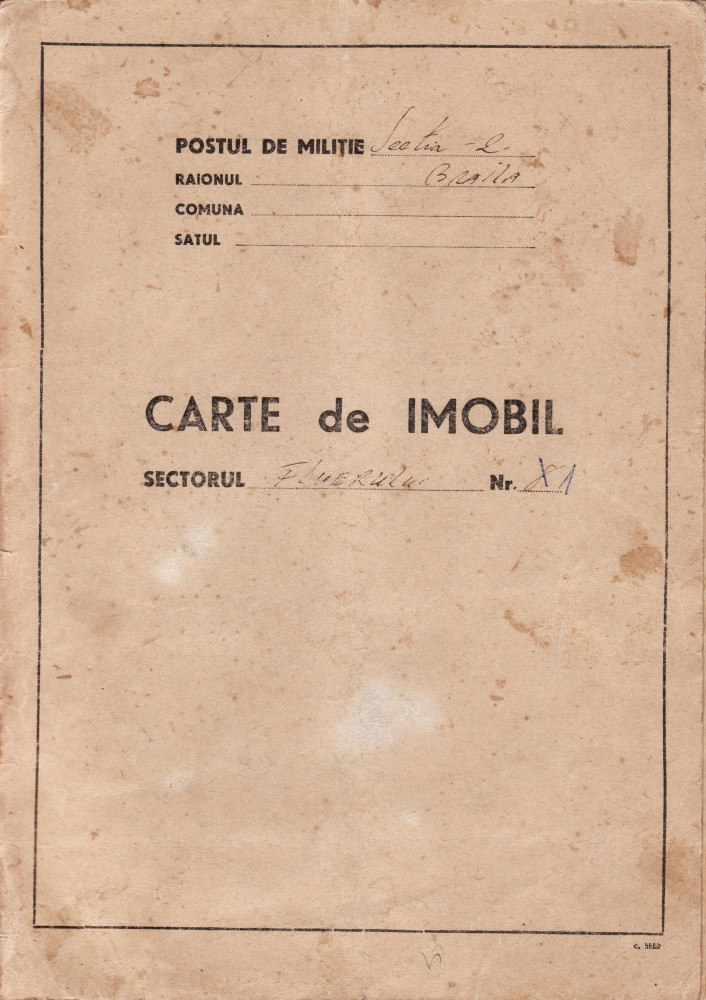 Carte de imobil 1958_Secția 2 Militie Braila | Okazii.ro