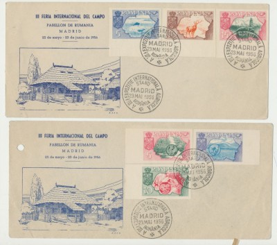 Romania Exil 1956 set 2 FDC Expozitia agricola nedantelate fauna &amp;amp; flora foto