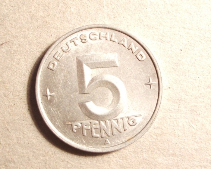 RDG / GERMANIA DEMOCRATA 5 FENNINGI 1950 A / UNC