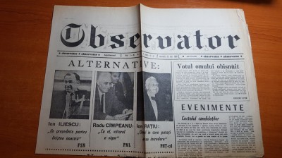 ziarul observator 20 mai 1990 -ziua primelor alegeri libere dupa comunism foto
