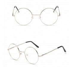 Ochelari rotunzi rama silver lentila transparenta unisex harry potter foto