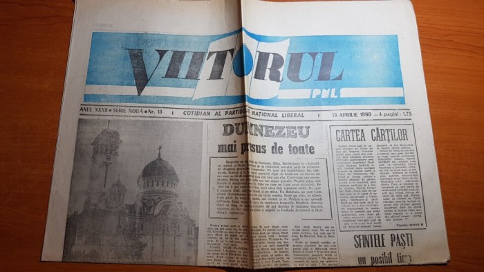 ziarul viitorul PNL 13 aprilie 1990-nr cu ocazia zilei de paste