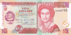 Bancnota Belize 5 Dolari 2011 - P67e UNC foto