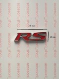 Emblema Logo RS Metalica 82mm x 25mm, Plastic, Banda Dublu Adeziva Inclusa