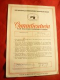 Certificat de Garantie pt. Masina Cusut DDR 1958