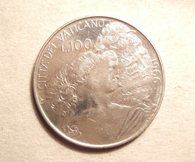 VATICAN 100 LIRE 1966 -UNC foto