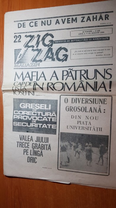 ziarul zig-zag 7-13 august 1990-mafia a patruns in romanai