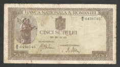 ROMANIA 500 LEI 1941 - 2 APRILIE [011] Filigran BNR Orizontal foto