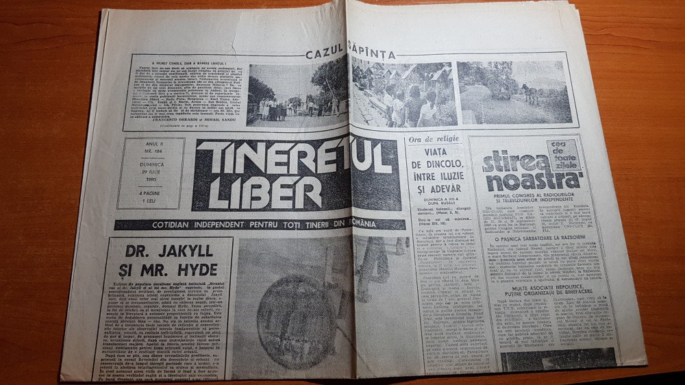 Ziarul tineretul liber 29 iulie 1990-articolul " cazul sapanta " | Okazii.ro