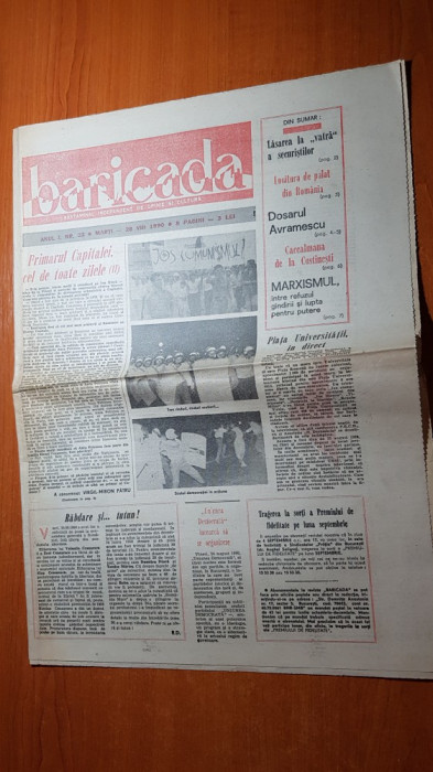 ziarul baricada 28 august 1990-miting in piata universitatii