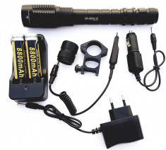 Lanterna arma airsoft pusca vanatoare T6 acumulatori LiIon 8800mAh 80000w 8669 foto