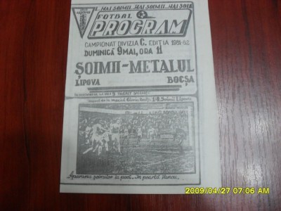 program Soimii Lipova - Metalul Bocsa foto