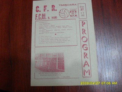 program CFR Timisoara - FCM Baia mare foto
