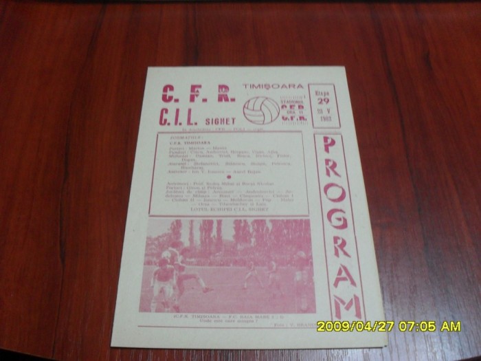 program CFR Timisoara - CIL Sighet