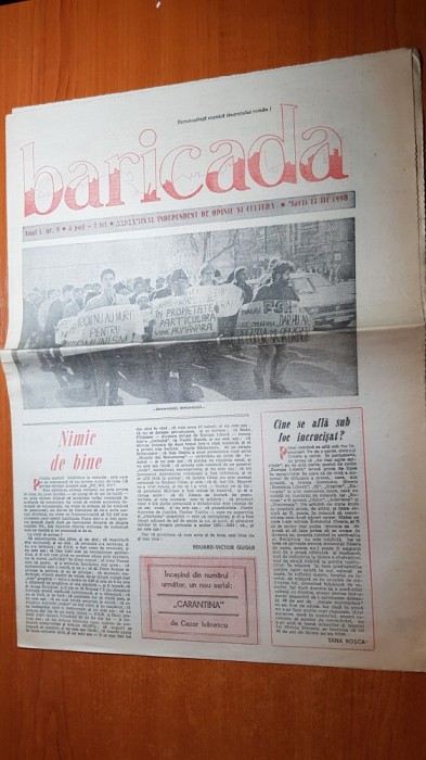 ziarul baricada 13 martie 1990-art. despre regele mihai- &quot;coroana contra secera&quot;