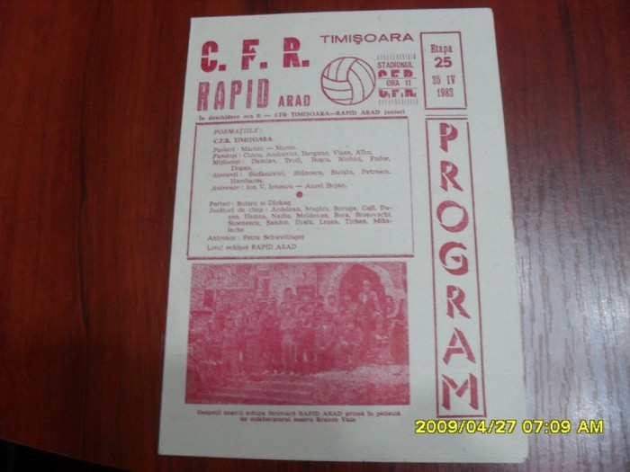 program C FR Timisoara - Rapid Arad