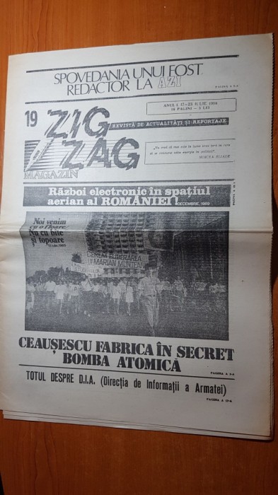 ziarul zig-zag 17-23 iulie 1990-noi venim cu o floare,nu cu bate si topoare