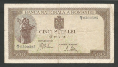 ROMANIA 500 LEI 1941 - 2 APRILIE [04] Filigran BNR Orizontal foto