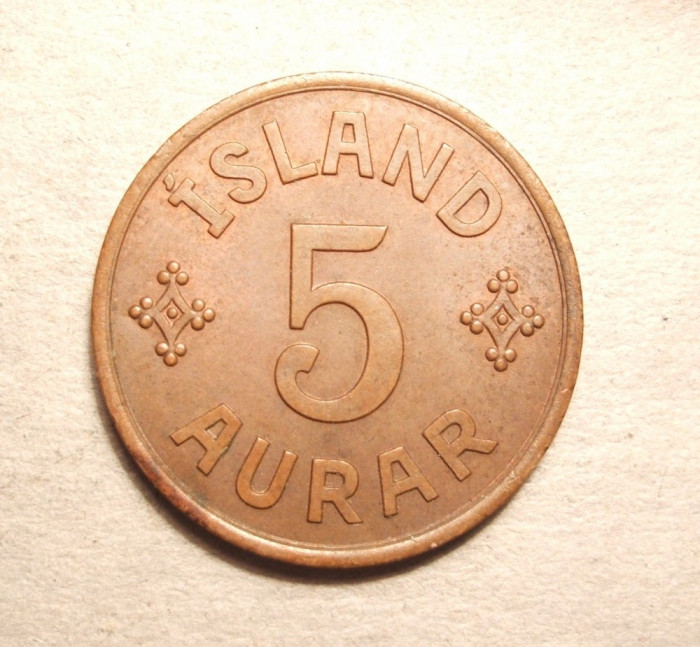 ISLANDA 5 AURAR 1942 FOARTE FRUMOS