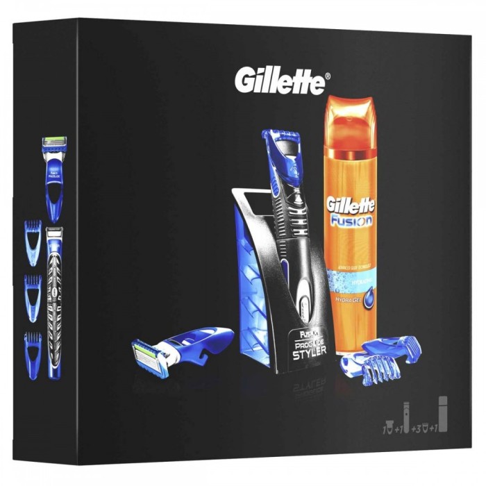 Aparat de ras Gillette Styler+Gel de ras Gillette Fusion Hydrating 200ml foto mare Aparat de ras Gillette Styler+Gel de ras Gillette Fusion Hydrating 200ml foto mare