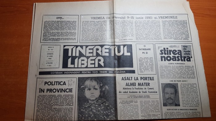 ziarul tineretul liber 9 iunie 1990