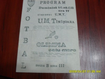 program UM Timisoara - Olimpia S M foto