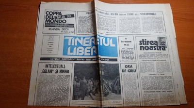 tineretul liber 23 iunie 1990-art.despre mineriada-intelecuali golani si mineri foto