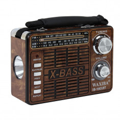 Radio portabil vintage, 3 benzi, MP3 player, Jack 3.5mm, USB, SD, Waxiba foto