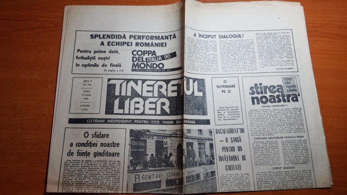 ziarul tineretul liber 19 iunie 1990-articol despre mineriada